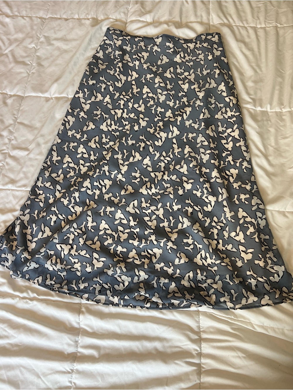 Nordstrom Blue and White A-Line Midi Skirt